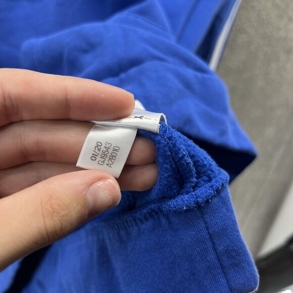 Adidas Sweatshirt Hoodie Mens Medium Blue 3 Stripes Big Logo Pullover Athletic - Picture 3 of 12